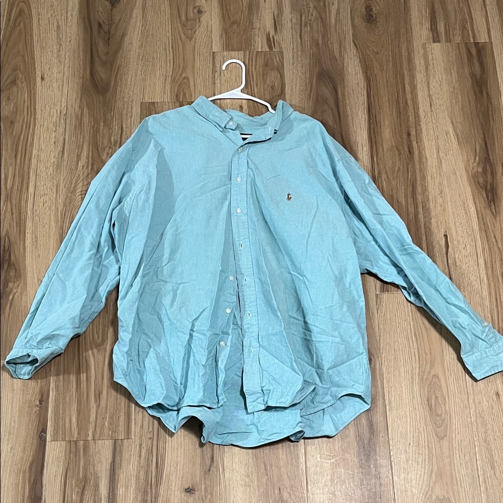 3XB Polo by Ralph Lauren Men's Light Blue Button-Down Oxford Shirt